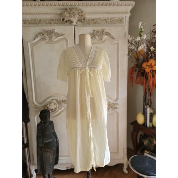Vintage Barbizon Night Gown Women Medium Yellow Cottage Core With Pockets - Picture 1 of 6